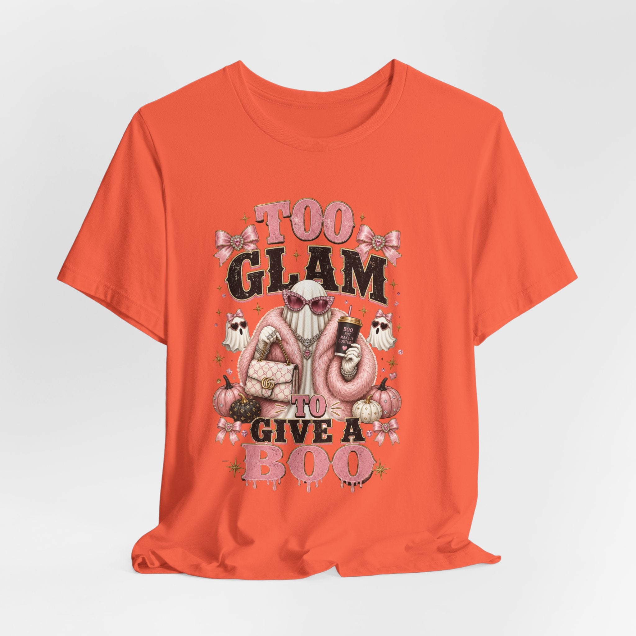 Too Glam To Give A Boo Halloween Tee — Pink Glamorous Costume Shirt
