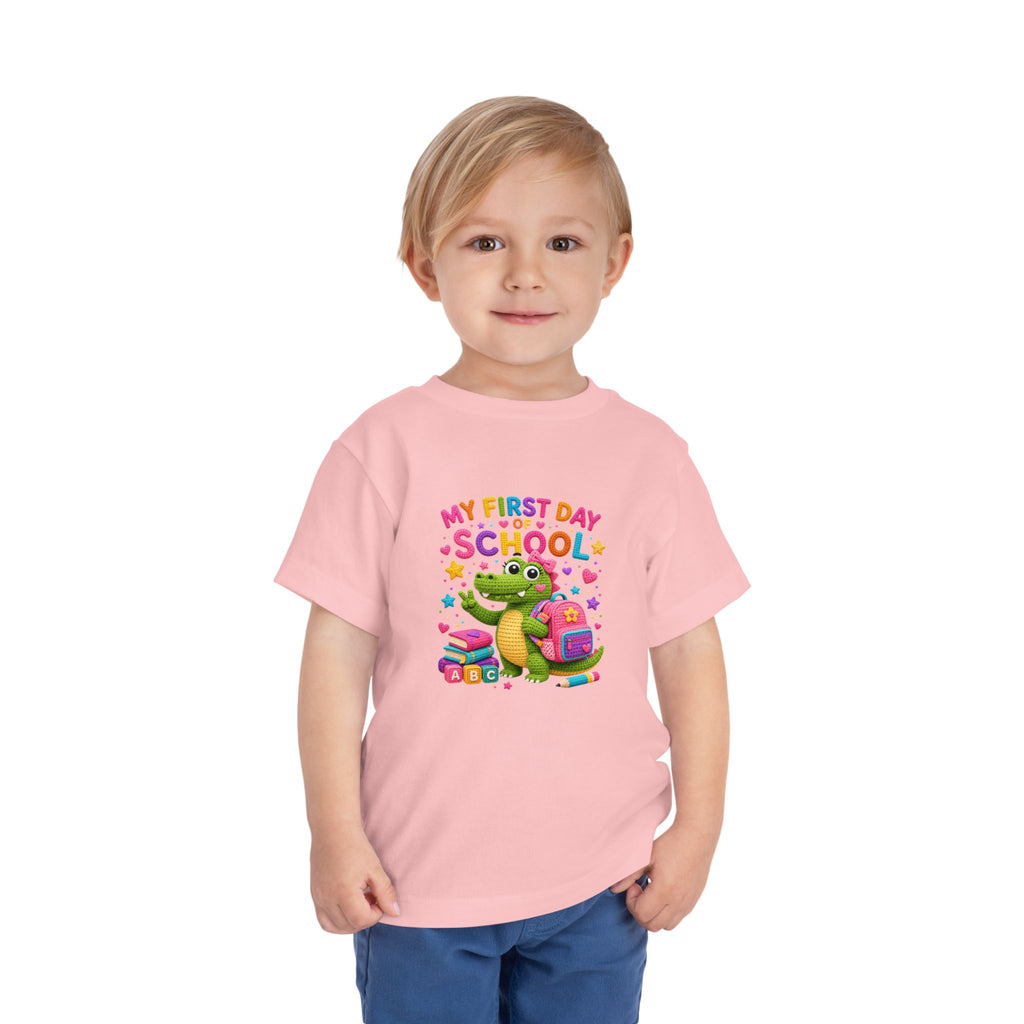 T-shirt enfant « Mon premier jour d'école » avec crocodile | T-shirt de rentrée des classes pour enfants