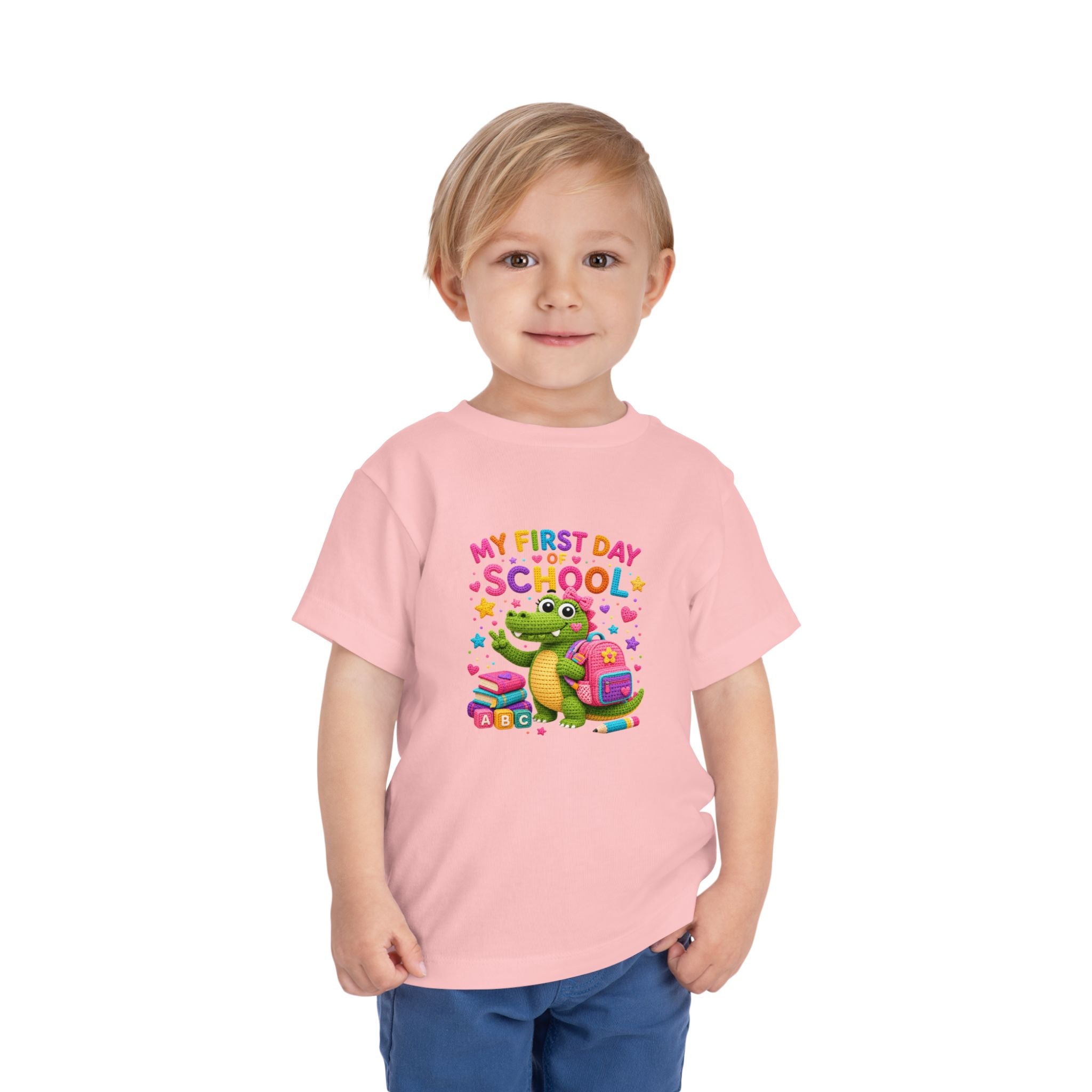 T-shirt enfant « Mon premier jour d'école » avec crocodile | T-shirt de rentrée des classes pour enfants