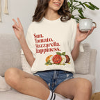 Caprese Salad T-Shirt — Sun. Tomato. Mozzarella. Happiness. Graphic Tee