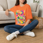 Tropical Colorful Fish T-Shirt | Neon Hibiscus Beach Illustration