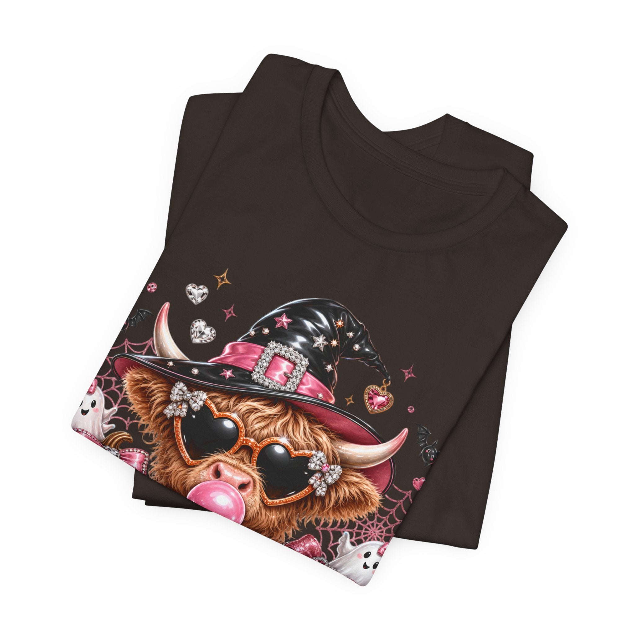 Halloween Cow T-Shirt — "Too Cute to Haunt" Cute Witch Cow Graphic Tee