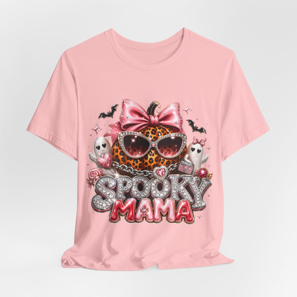 Spooky Mama T-Shirt — Cute Halloween Leopard Pumpkin Graphic Tee for Moms
