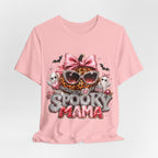 Spooky Mama T-Shirt — Cute Halloween Leopard Pumpkin Graphic Tee for Moms