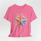 Rainbow Starfish T-Shirt | Colorful Seashell Beach Art