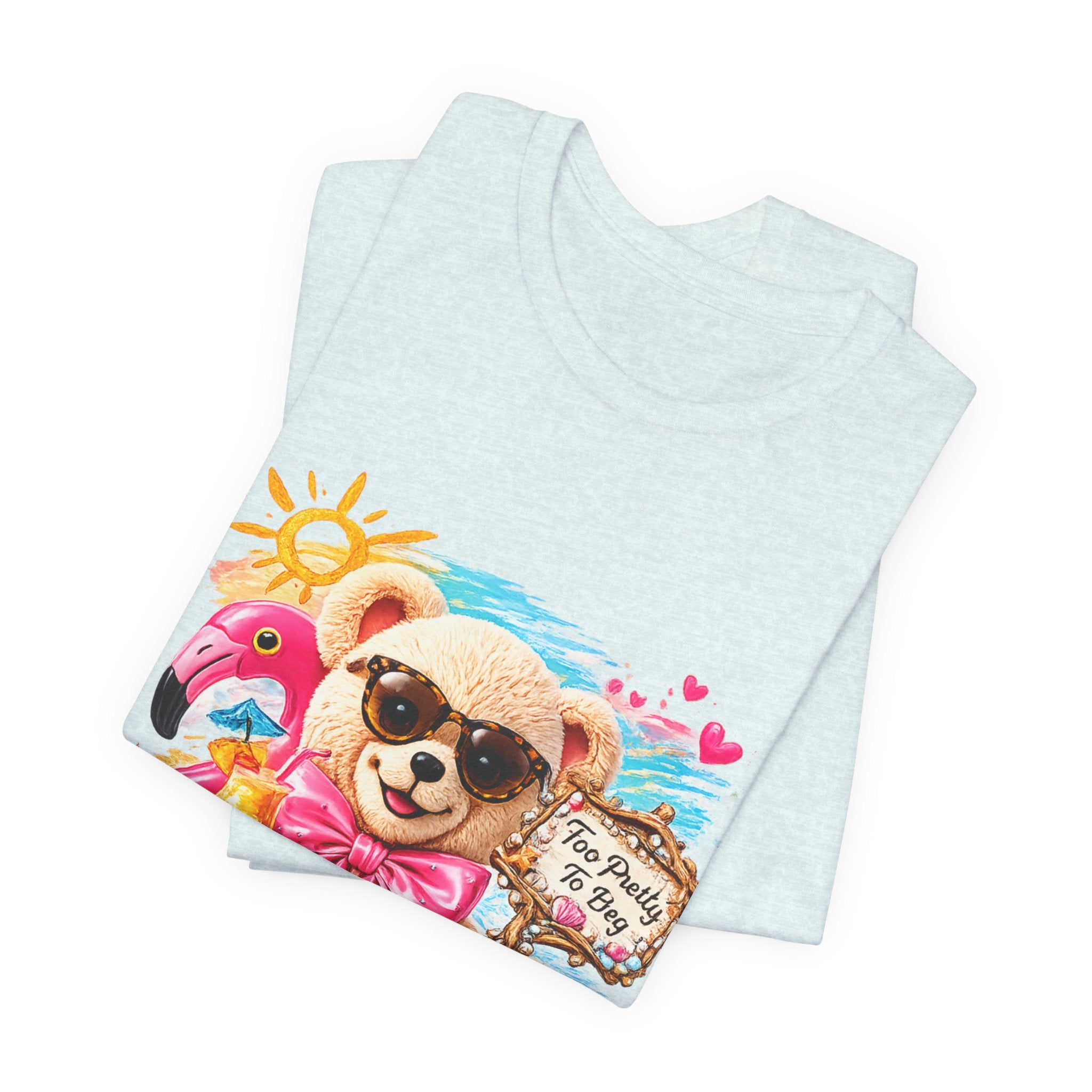 Teddy Bear Pool Float Tee | Summer Bear with Sunglasses and Flamingo