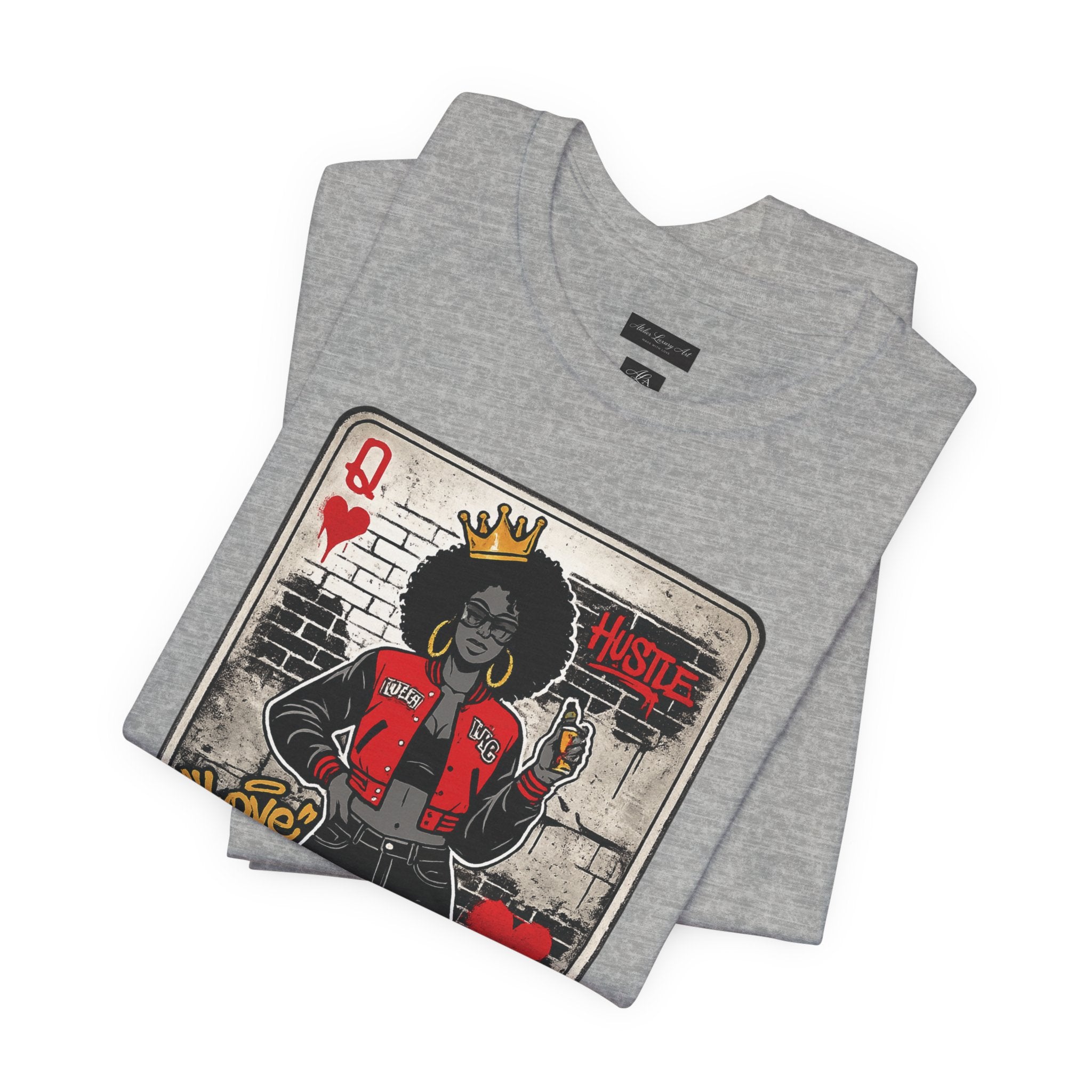 Queen of Hearts Playing Card Tee | Retro Street Art Queen, Love Hearts Design