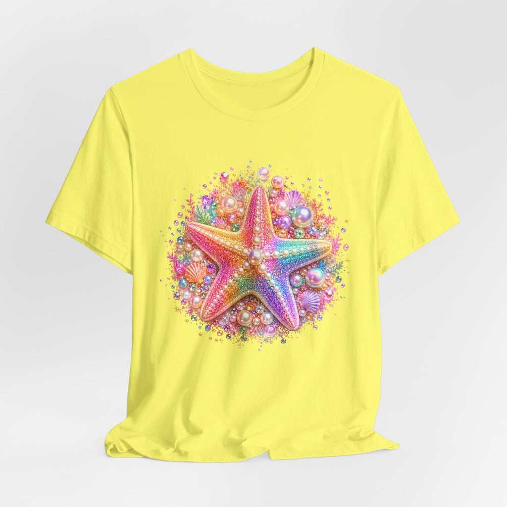 Rainbow Starfish T-Shirt | Colorful Seashell Beach Art