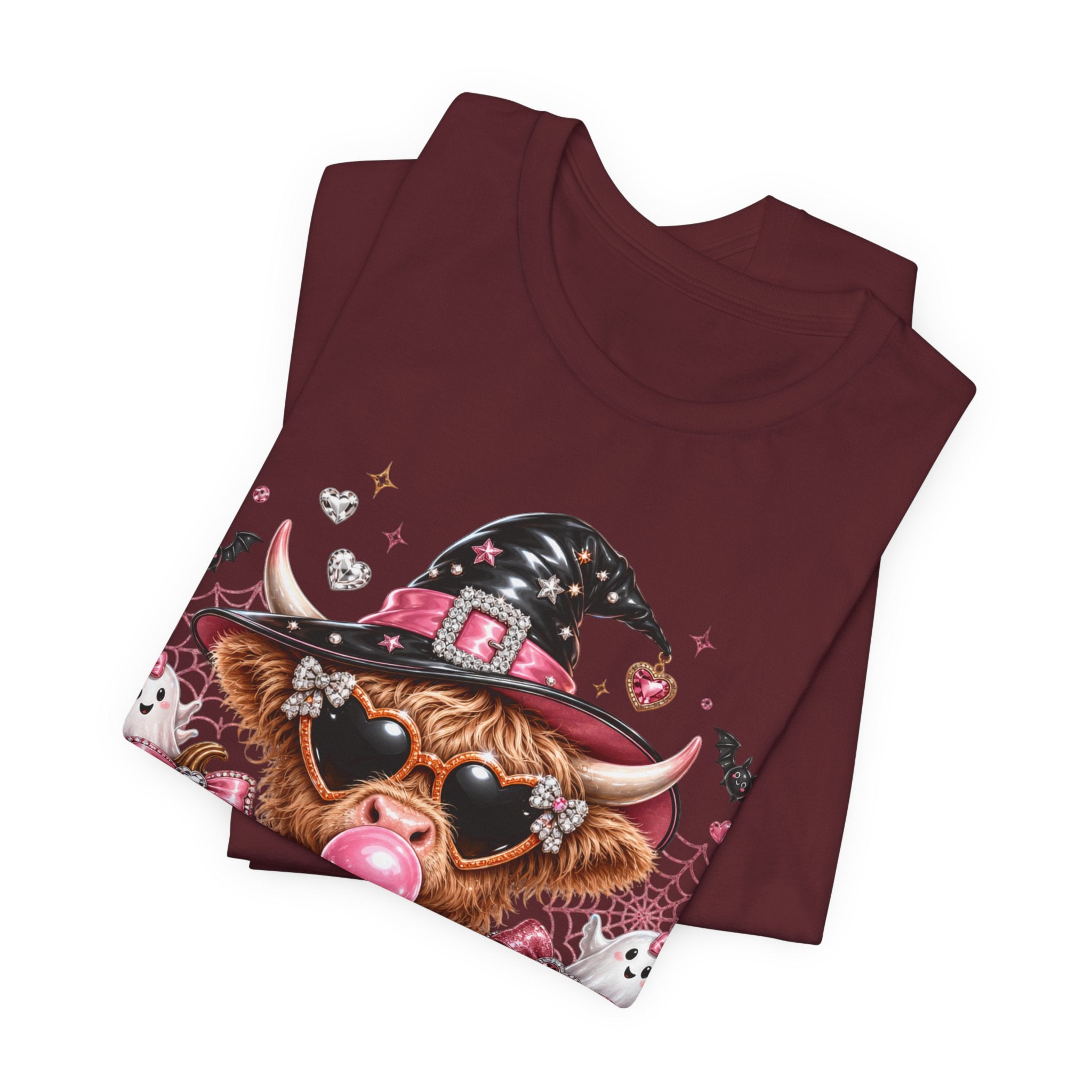 Halloween Cow T-Shirt — "Too Cute to Haunt" Cute Witch Cow Graphic Tee