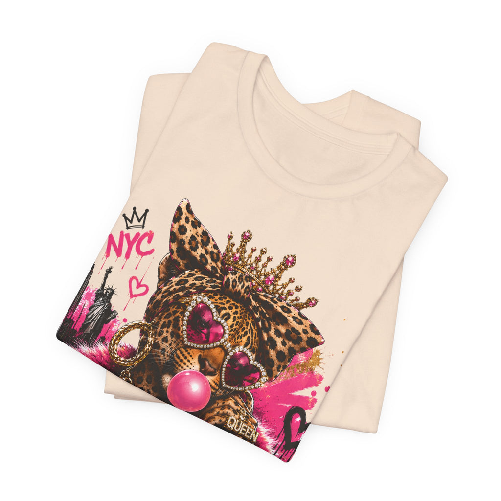 Too Glam To Care Tee — Leopard Crown Cat Graphic Shirt