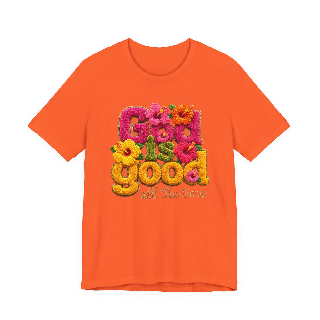 God Is Good all the time T-Shirt | Floral Retro Typography