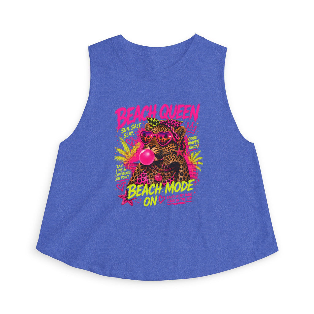Beach Queen Cat Graphic Crop Top | Tropical Flamingo Bubblegum Retro