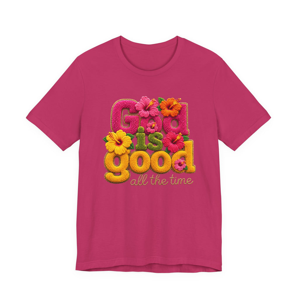 God Is Good all the time T-Shirt | Floral Retro Typography