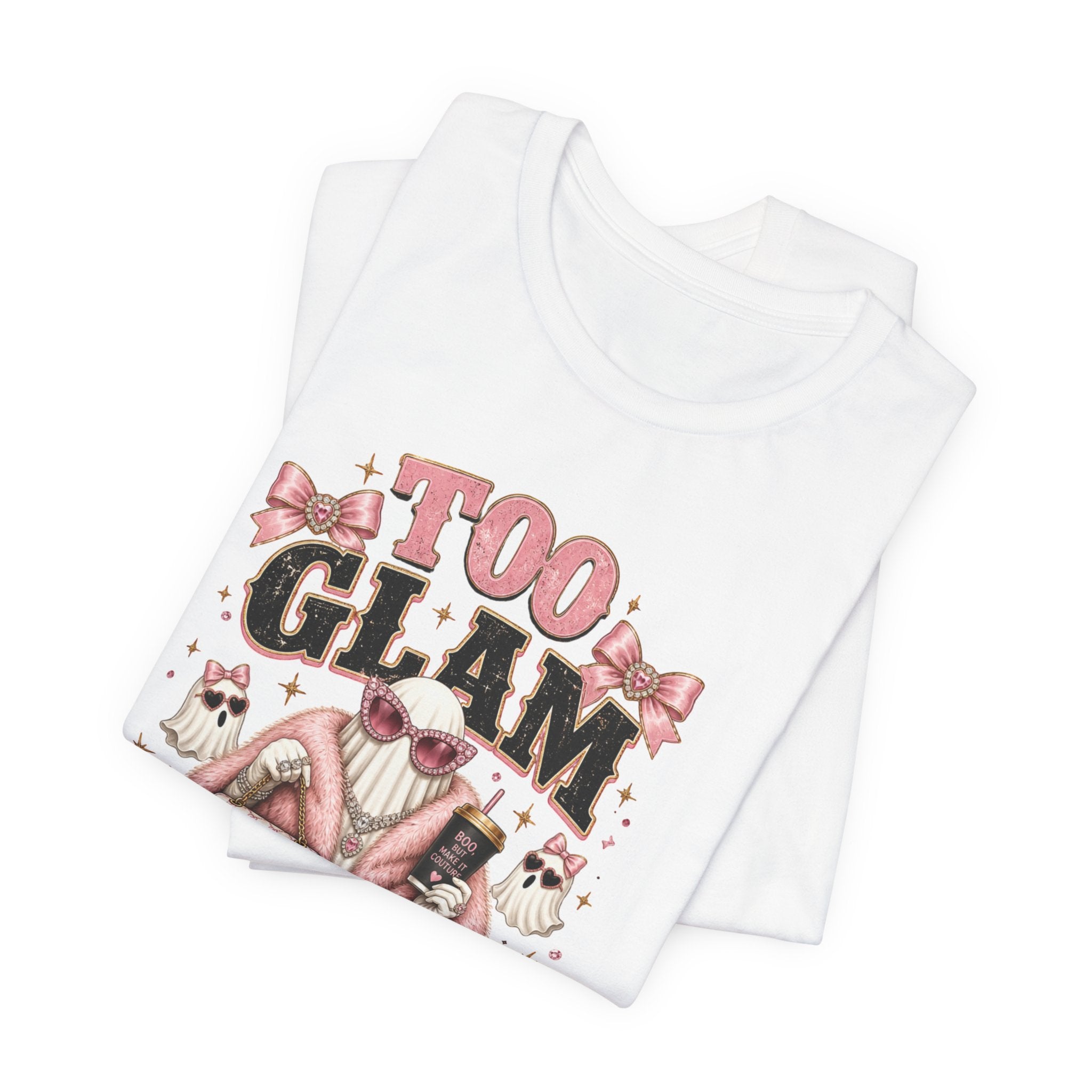 Too Glam To Give A Boo Halloween Tee — Pink Glamorous Costume Shirt