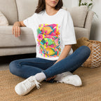 Tropical Colorful Fish T-Shirt | Neon Hibiscus Beach Illustration