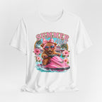 Summer Vibes Cow on Jet Ski T-Shirt | Cute Tropical Floral Beach Design