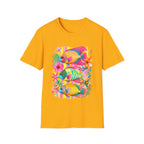 Tropical Colorful Fish T-Shirt | Neon Hibiscus Beach Illustration