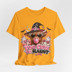 Halloween Cow T-Shirt — "Too Cute to Haunt" Cute Witch Cow Graphic Tee