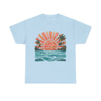 Vintage Sunset Palm Beach T-Shirt | Retro Surf Waves Tee