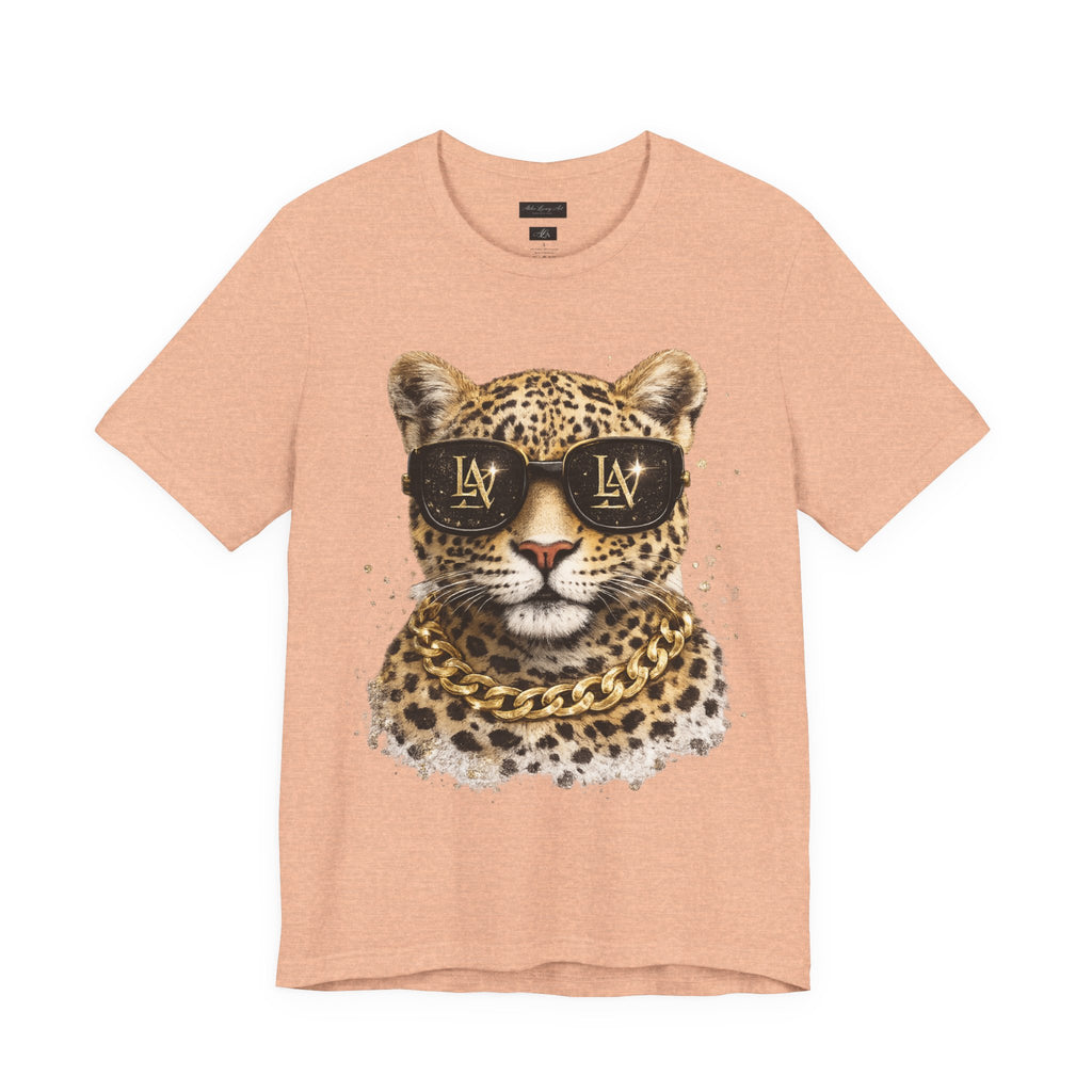 Leopard with Sunglasses Tee | Gold Chain Cheetah Graphic Shirt