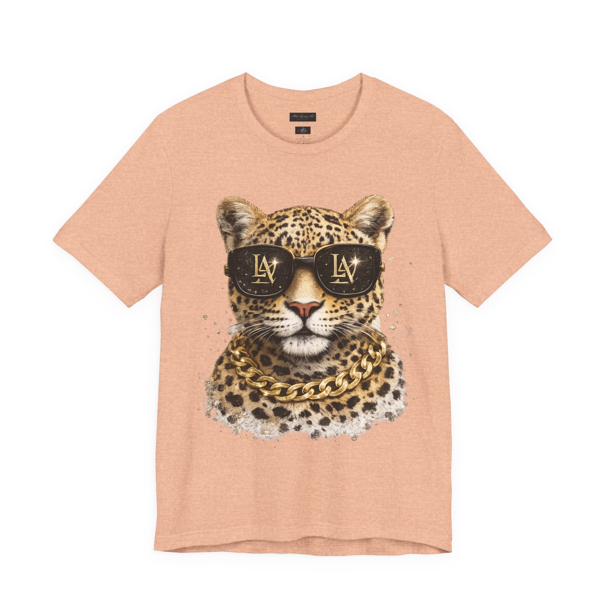 Leopard with Sunglasses Tee | Gold Chain Cheetah Graphic Shirt