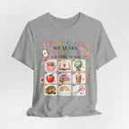 In My Class We Learn We Grow Teacher Illustration T-Shirt | School Icons