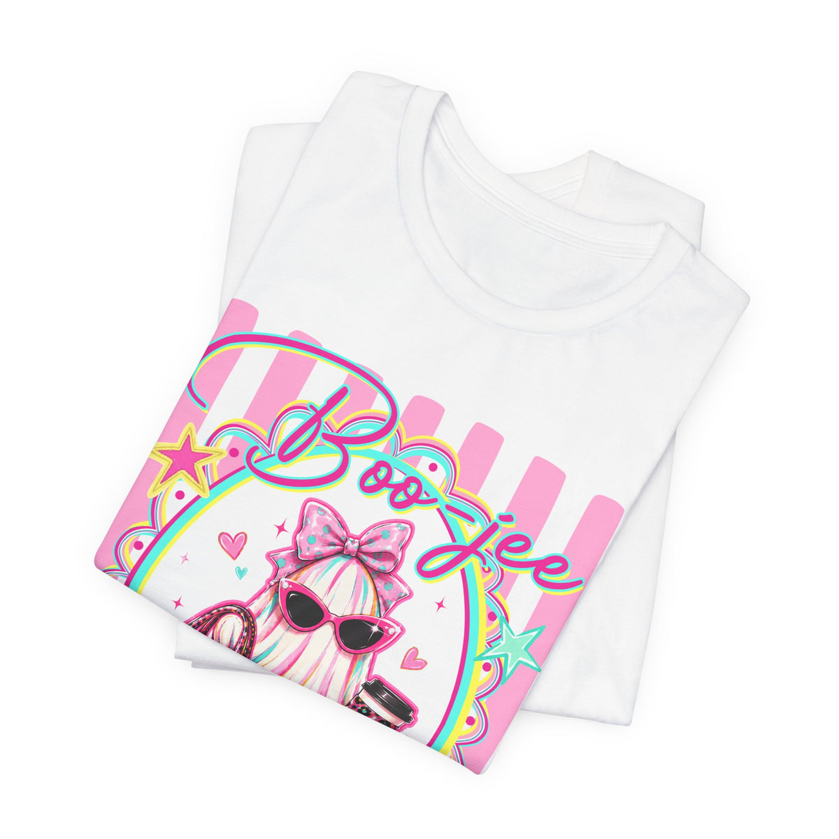 Boo-Jee Ghost Tee — Kawaii Fashion Ghost Graphic T-Shirt with Purse & Coffee