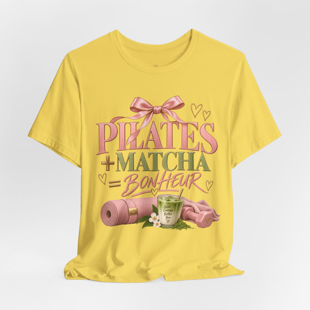 Pilates + Matcha Bonheur Tee — Yoga Mat & Matcha Fitness Shirt
