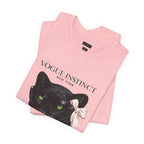 Vogue Instinct Black Cat with Pearls Tee | Fashion Cat T-Shirt