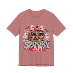 Spooky Mama T-Shirt — Cute Halloween Leopard Pumpkin Graphic Tee for Moms