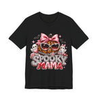 Spooky Mama T-Shirt — Cute Halloween Leopard Pumpkin Graphic Tee for Moms