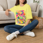 Tropical Colorful Fish T-Shirt | Neon Hibiscus Beach Illustration
