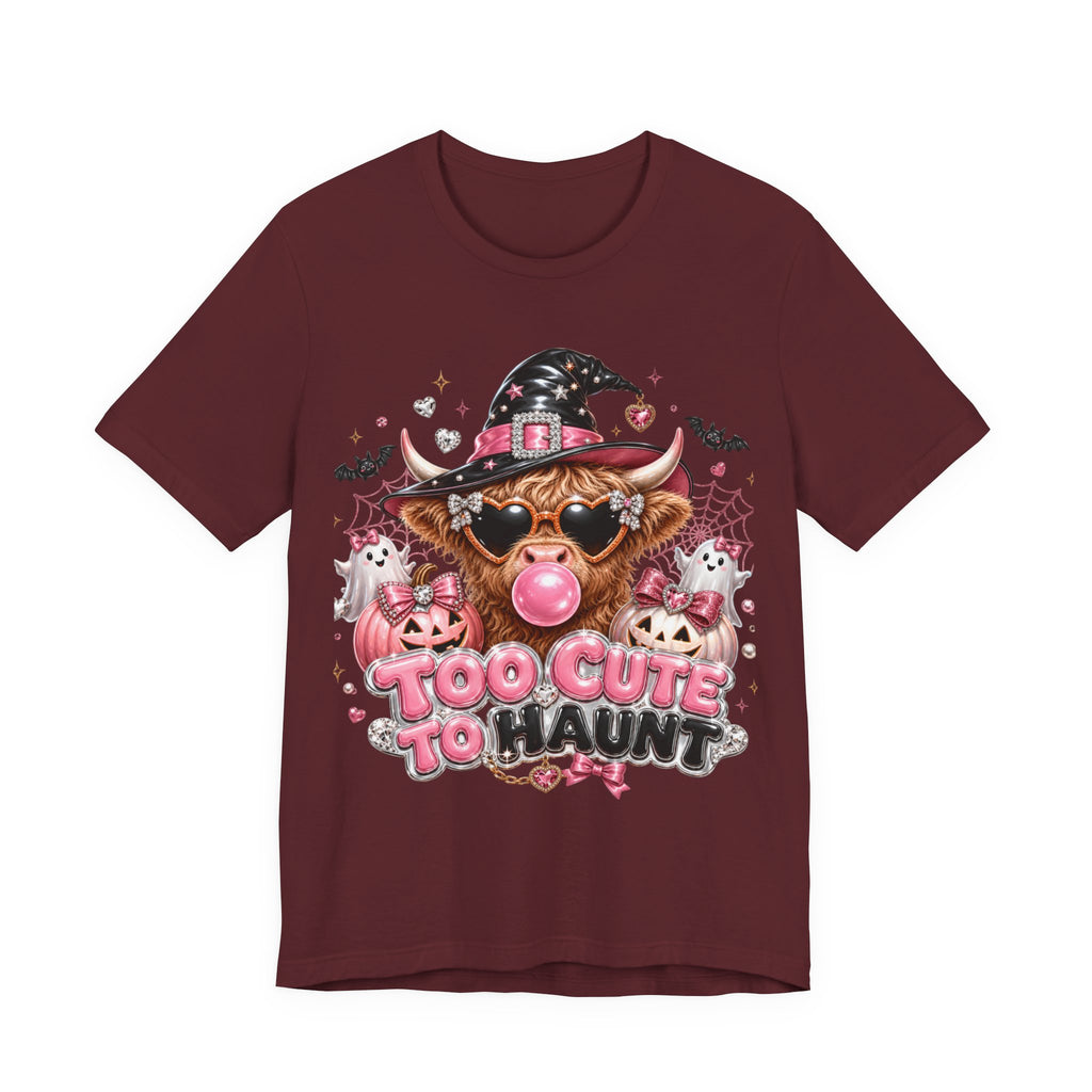 Halloween Cow T-Shirt — "Too Cute to Haunt" Cute Witch Cow Graphic Tee