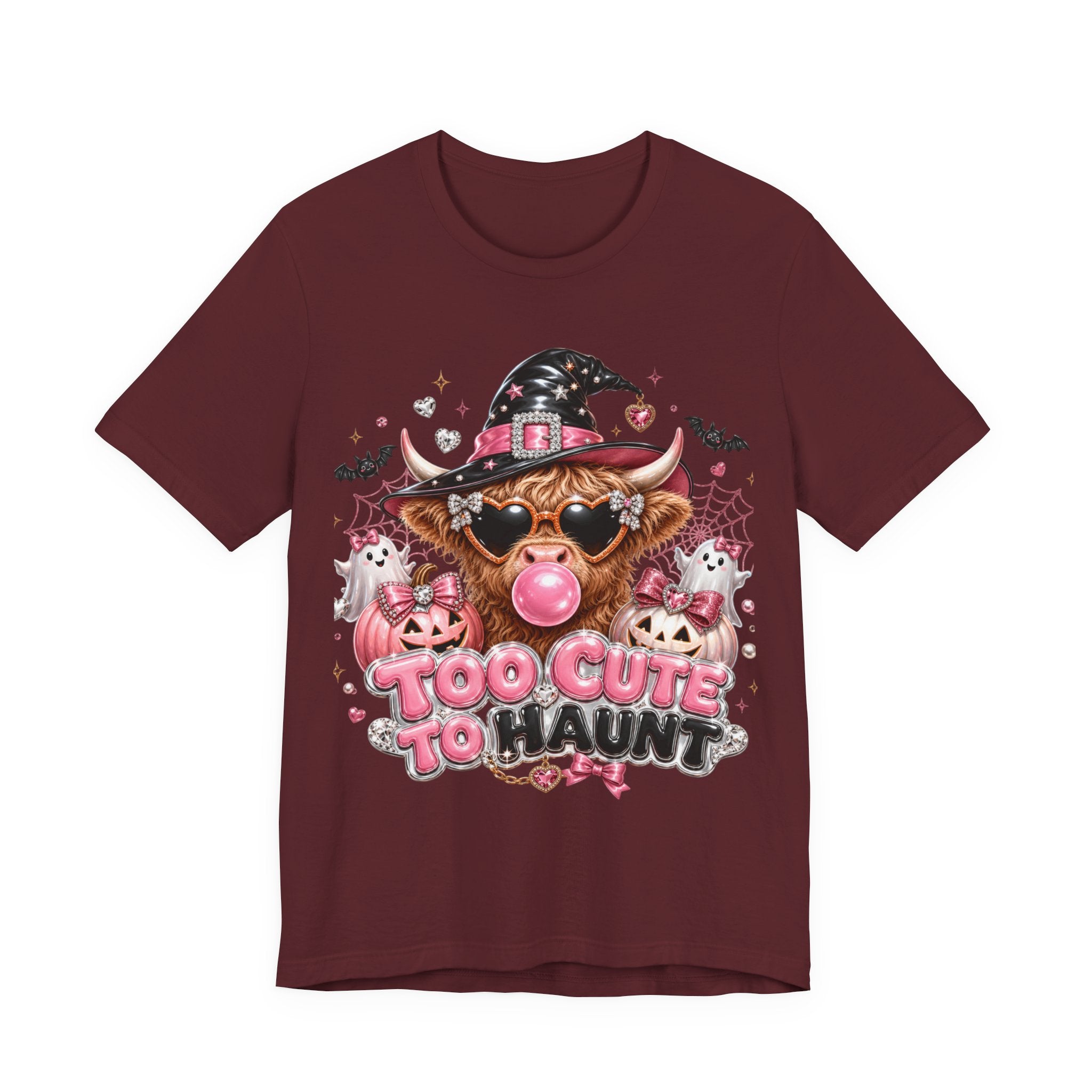 Halloween Cow T-Shirt — "Too Cute to Haunt" Cute Witch Cow Graphic Tee