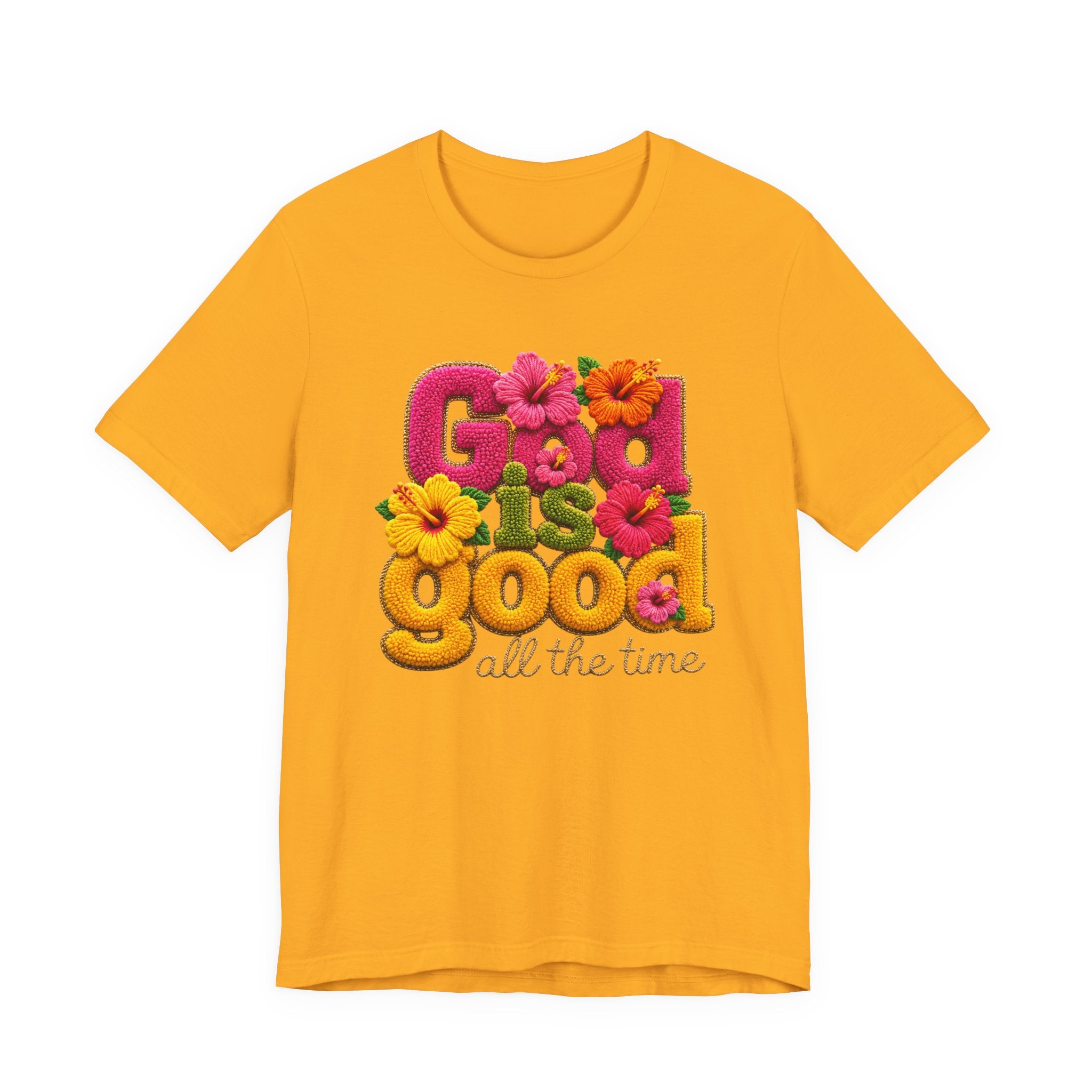 T-Shirt Dieu Est Bon tout le temps | Typographie florale rétro