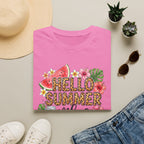 Hello Summer Vibes Watermelon Floral Leopard Print T-Shirt
