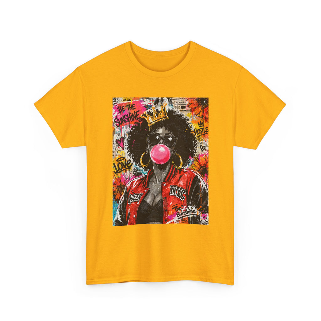 Afro Bubblegum Queen Tee | Street Art Graffiti Portrait, Crowned Woman