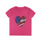 American Flag Leopard Heart T-Shirt | V-Neck Patriotic Tee