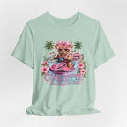 Coquette Island Cow Club T-Shirt | Cute Highland Cow Pink Jet Ski Summer Graphic Tee