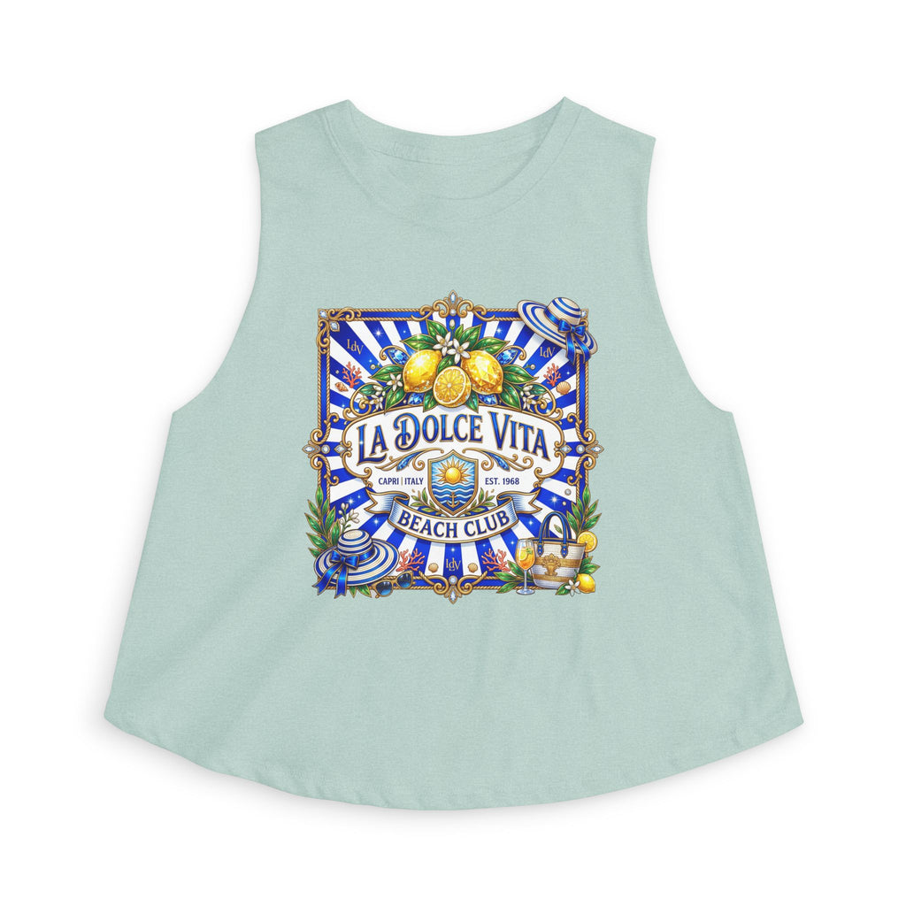La Dolce Vita Lemon Beach Club Crop Top | Mediterranean Summer Graphic
