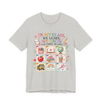 In My Class We Learn We Grow Teacher Illustration T-Shirt | School Icons