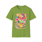 Tropical Colorful Fish T-Shirt | Neon Hibiscus Beach Illustration