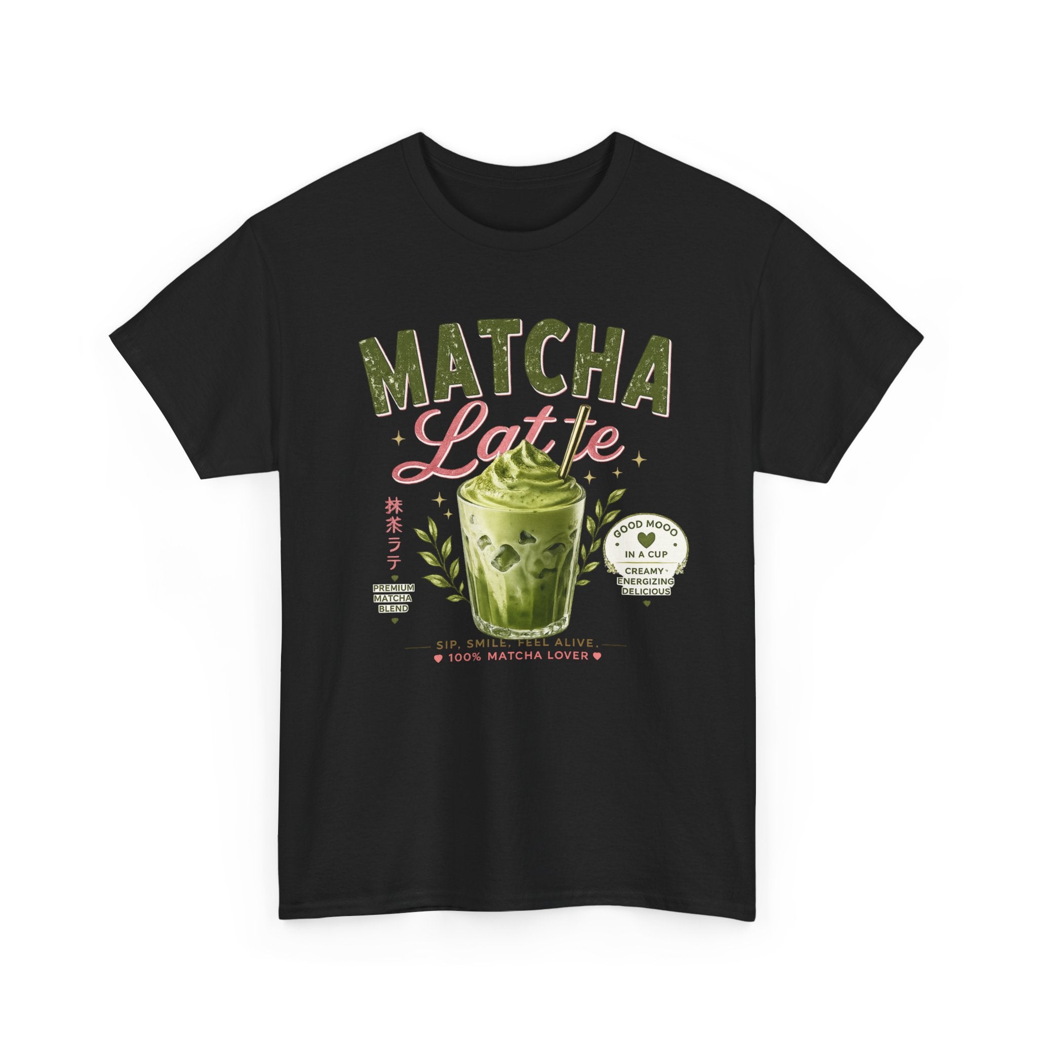 Matcha Latte T-Shirt | Iced Matcha Cup Graphic, Green Tea Illustration