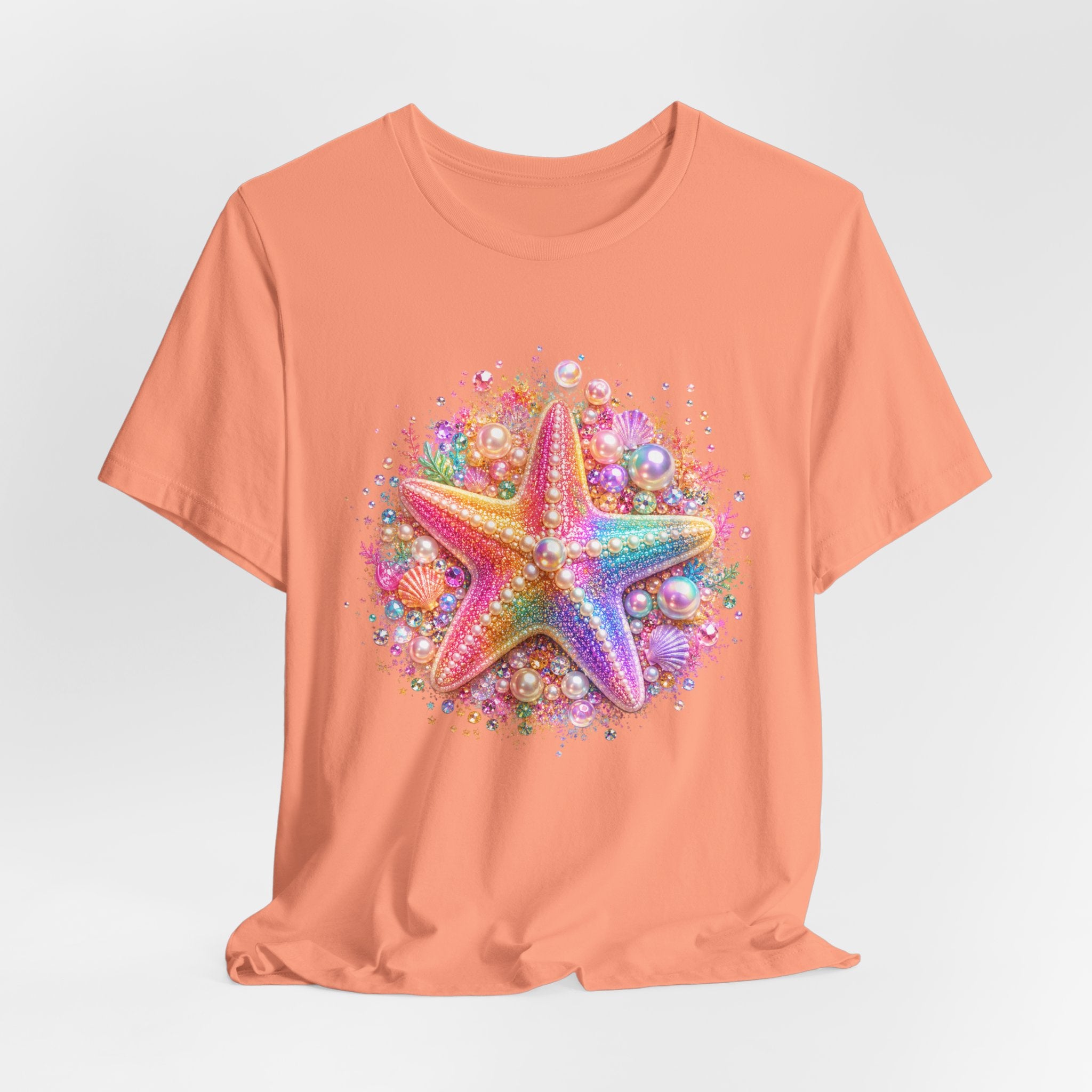 Rainbow Starfish T-Shirt | Colorful Seashell Beach Art