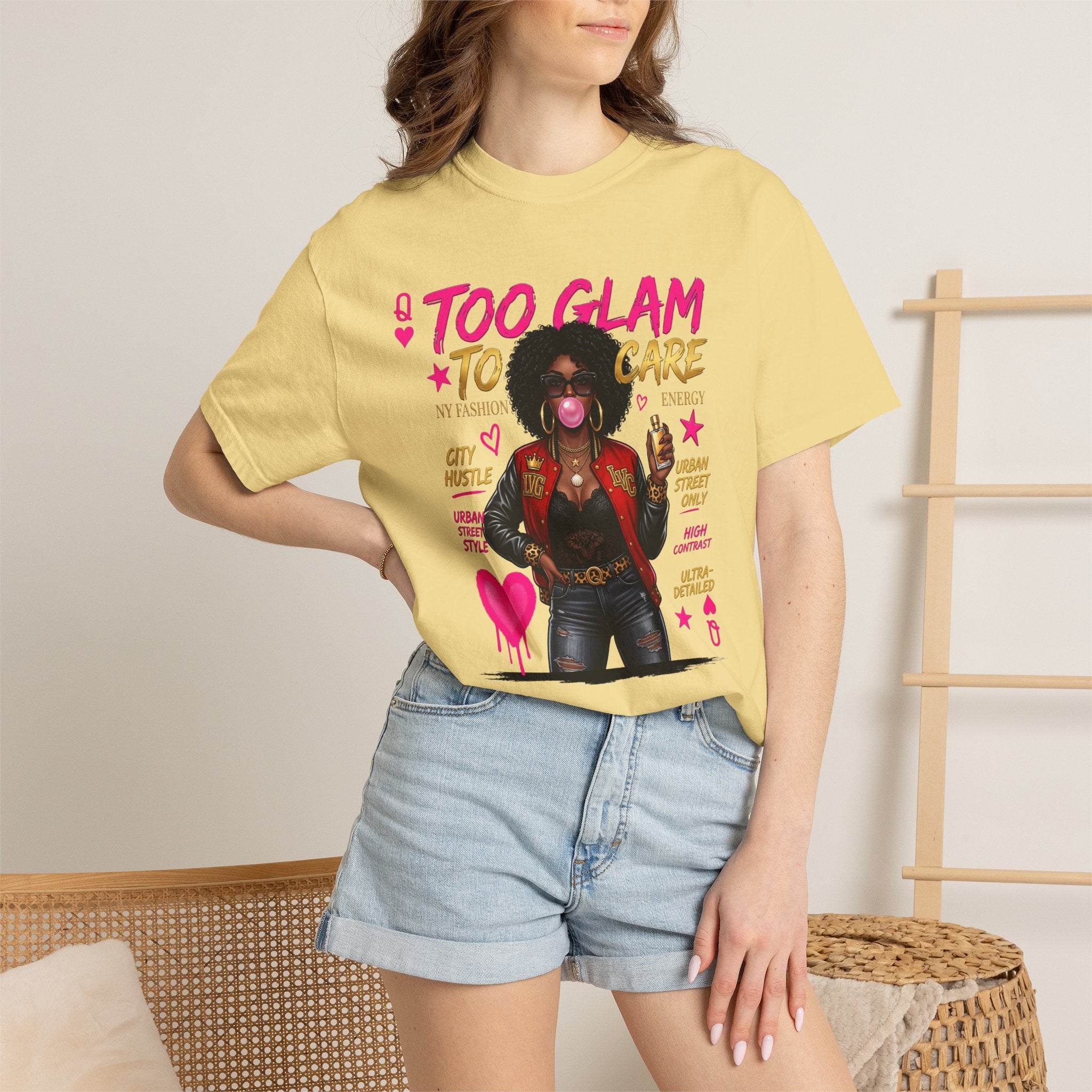Too Glam To Care Graphic T-Shirt — Trendy Black Woman Urban Style