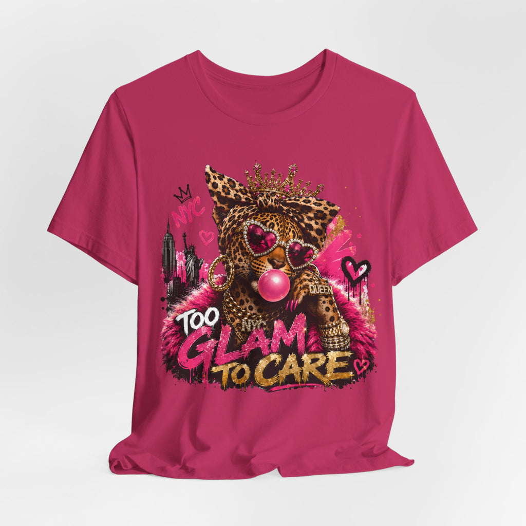 Too Glam To Care Tee — Leopard Crown Cat Graphic Shirt