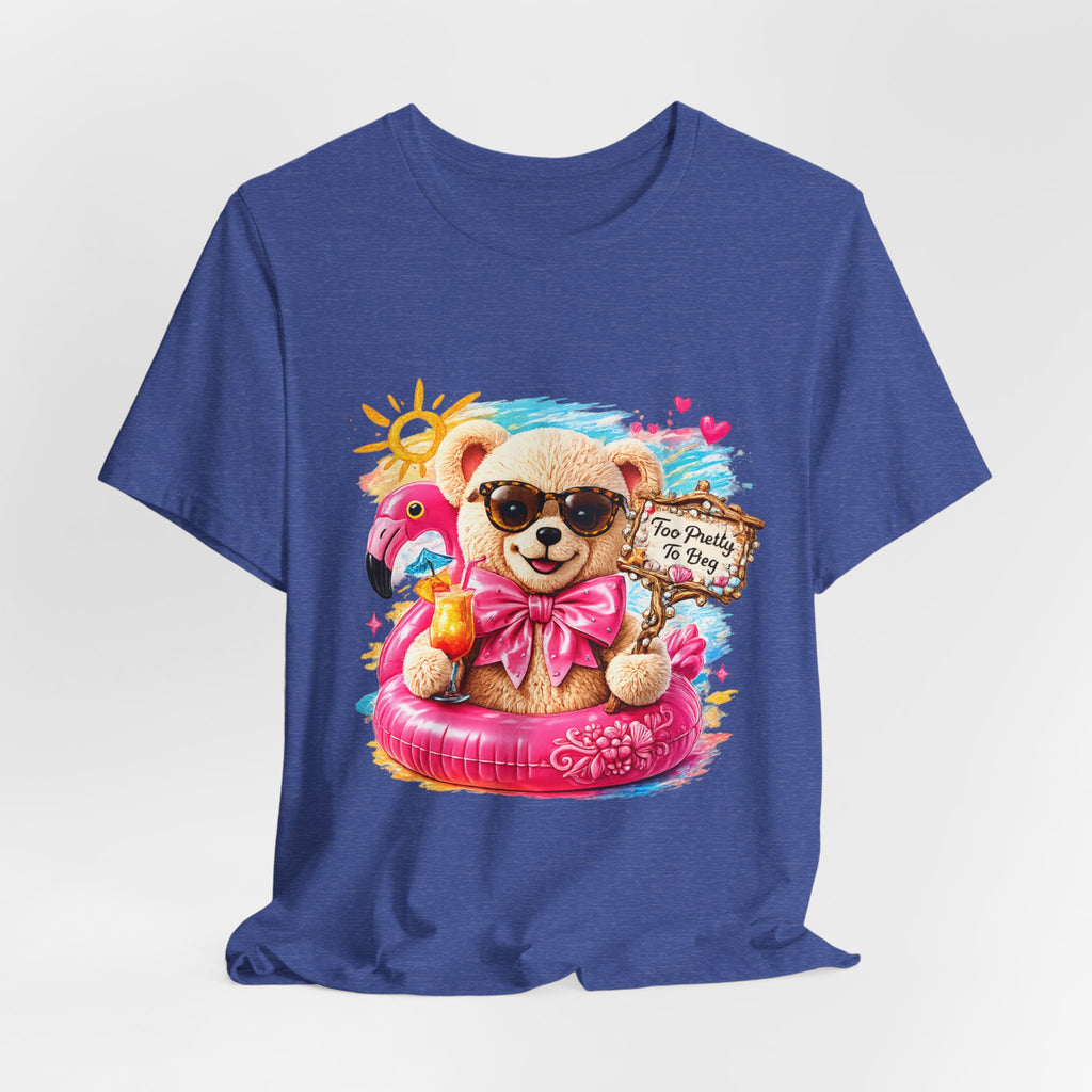 Teddy Bear Pool Float Tee | Summer Bear with Sunglasses and Flamingo