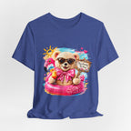 Teddy Bear Pool Float Tee | Summer Bear with Sunglasses and Flamingo