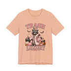 Trash But Luxury Raccoon Tee — Halloween Graphic T-Shirt with Pumpkins & Bats