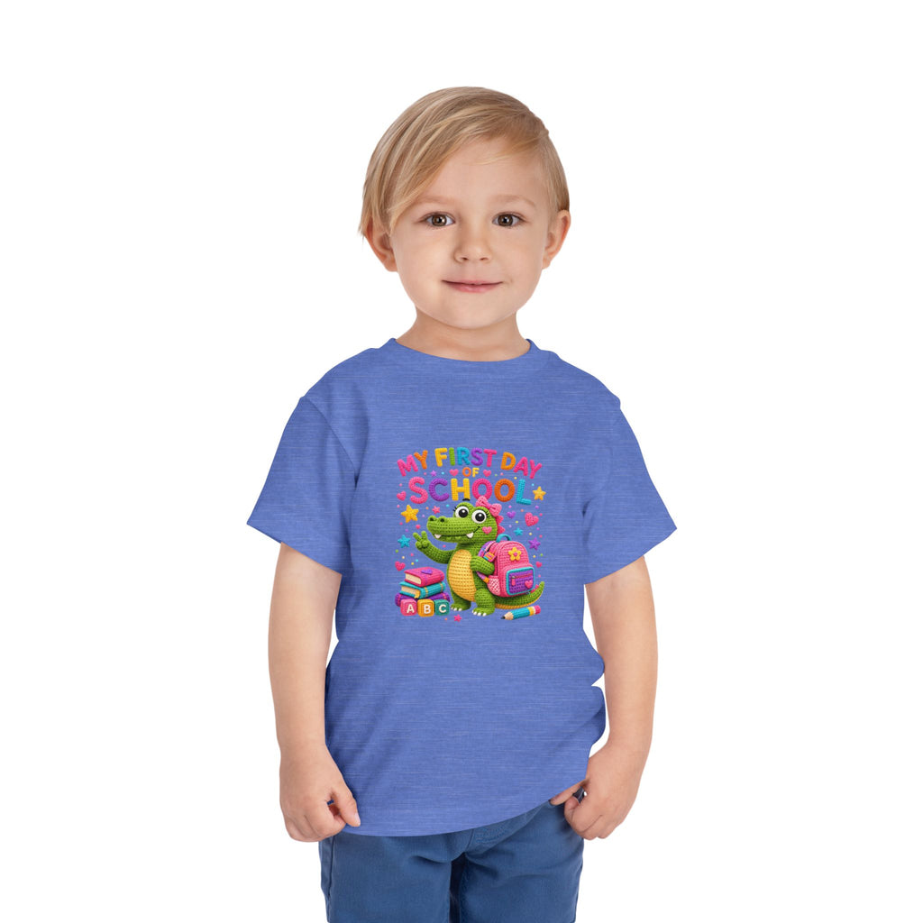 T-shirt enfant « Mon premier jour d'école » avec crocodile | T-shirt de rentrée des classes pour enfants
